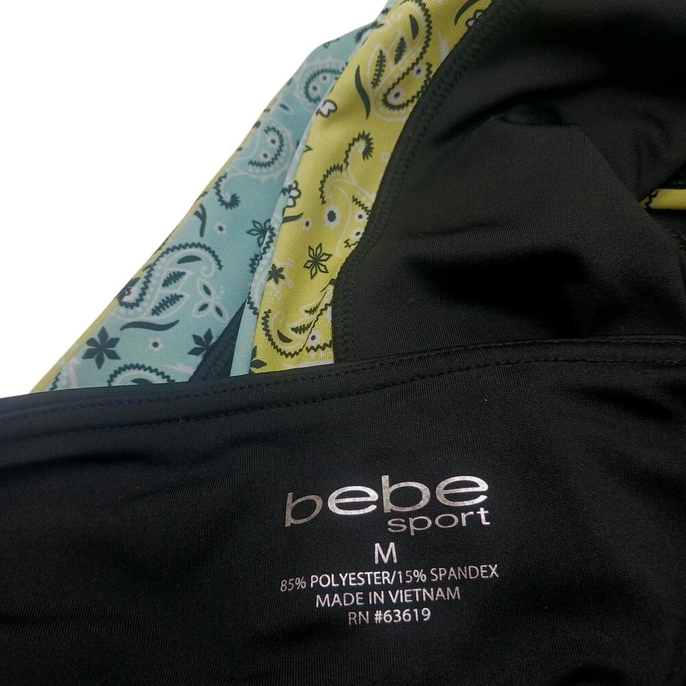 New Bebe M bandana print leggings/yoga pants logo capri